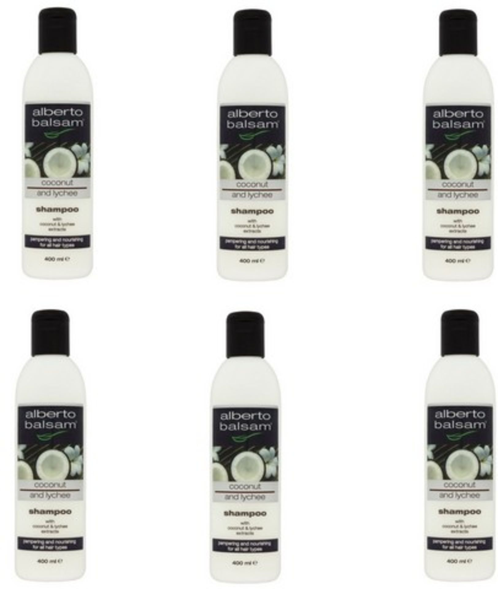 V Brand New A Lot Of Six 400ml Alberto Balsam Coconut & Lychee Shampoo