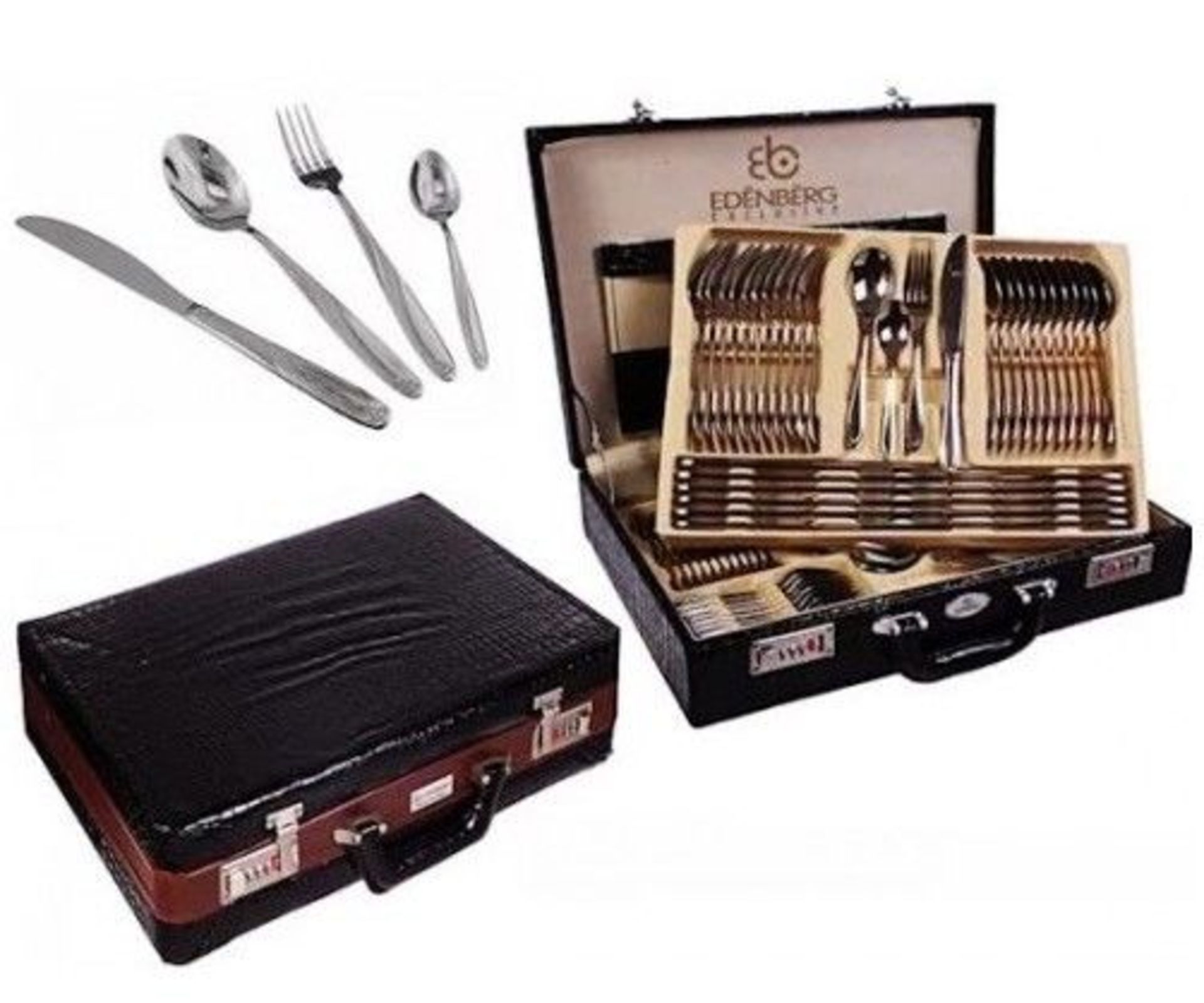 V Brand New 72Pce Stainless Steel Polished Cutlery Set In Briefcase (Image Is Similar)