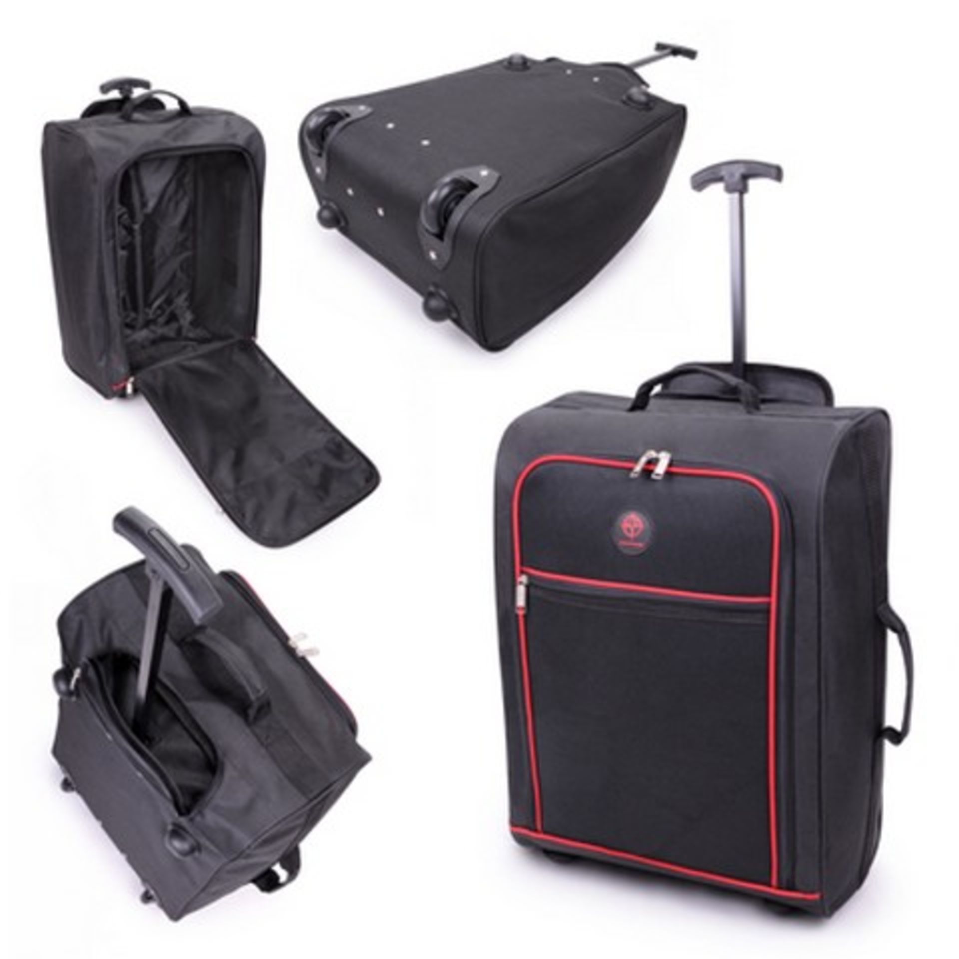 V Brand New Cabin Traveller 33 Litre Wheeled Suitcase with Handle (Black) - Interior Telescopic