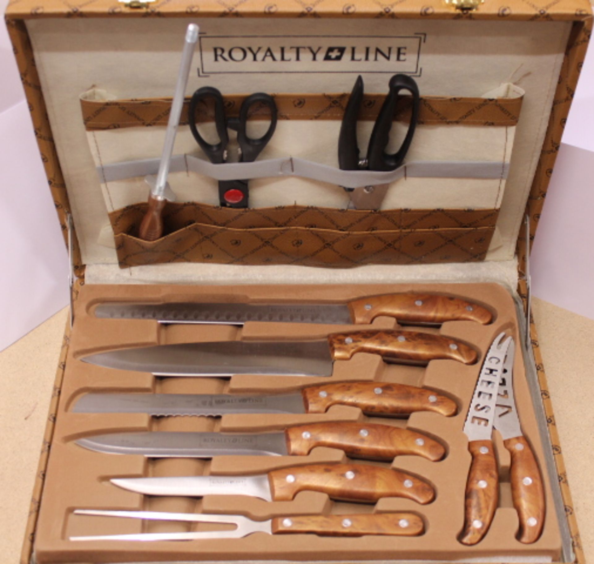 V Brand New 25pc Professional Chefs Knife & Cutlery Set in Leather pu case - Includes Chopper-