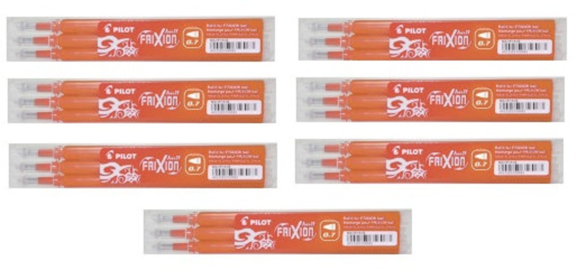 V Grade A Lot Of 7 x 3 Pack Pilot Frixion Pen Refills - Orange Ink ISP £20.93 (Viking)
