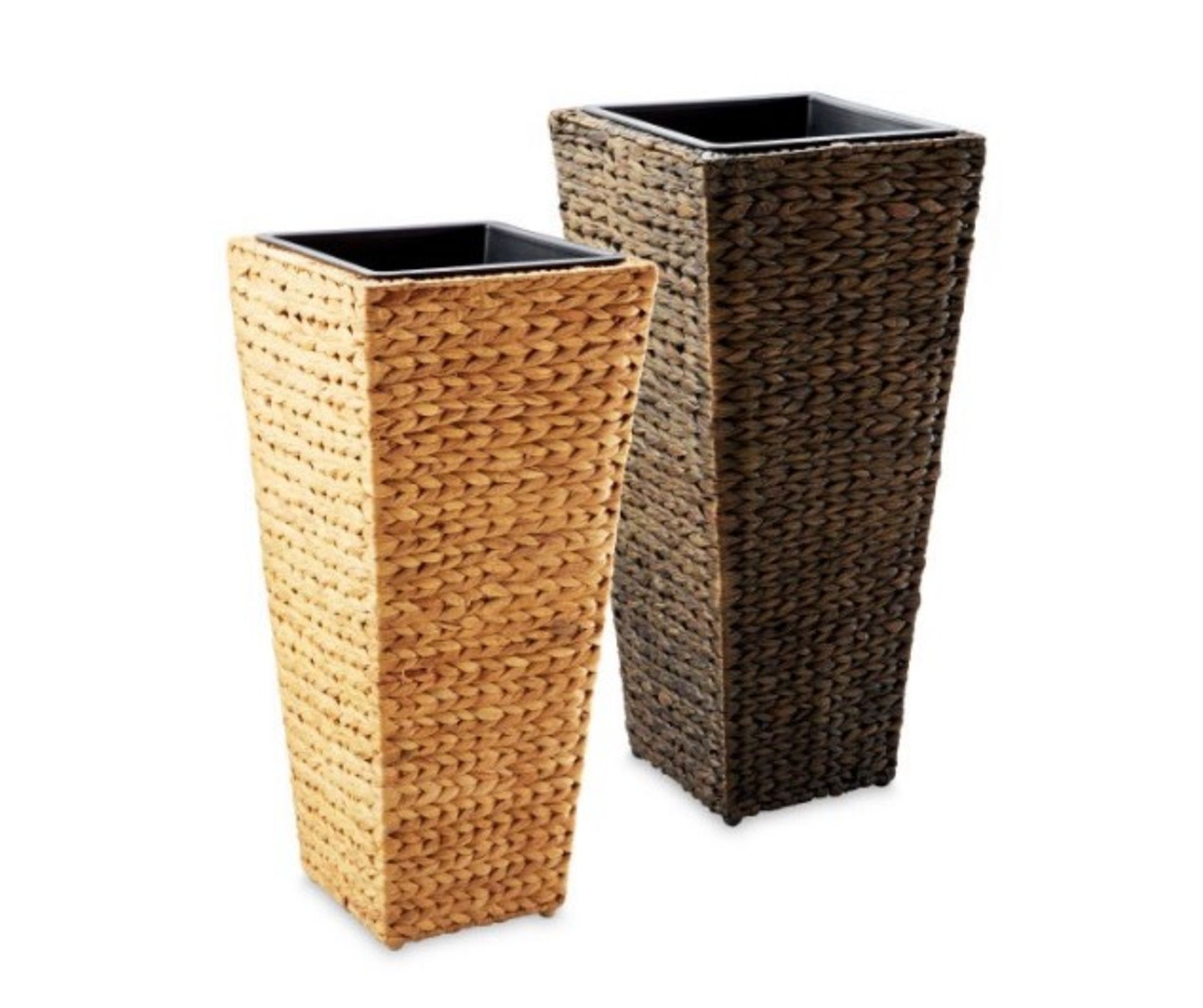 V Brand New 60cm Rattan Weave Ceramic Planter - With Removable Planting Bin - Feet for Floor - Bild 3 aus 3
