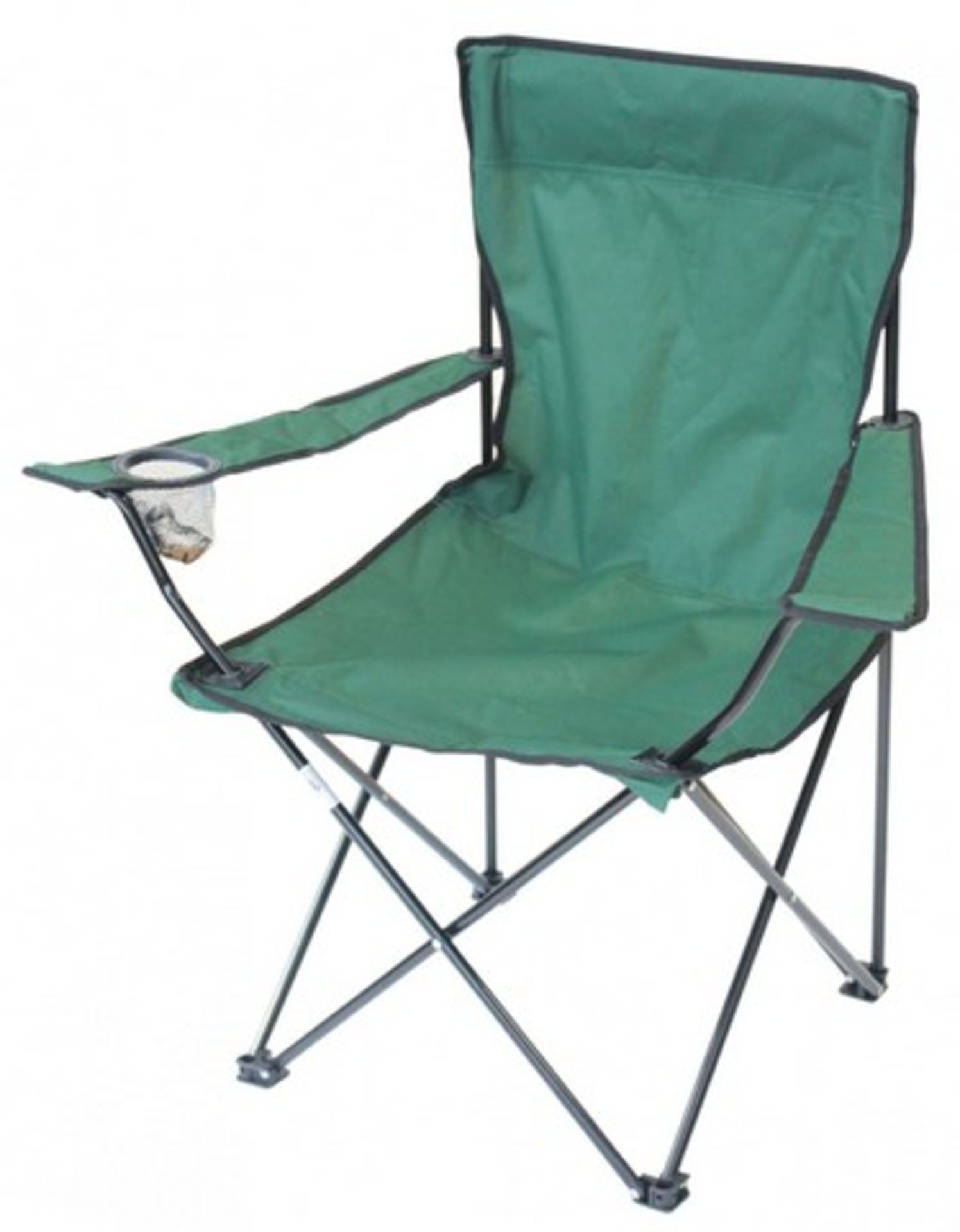 V Brand New Folding Outdoor Chair with Cup Holder RRP £15 (similar Millets)