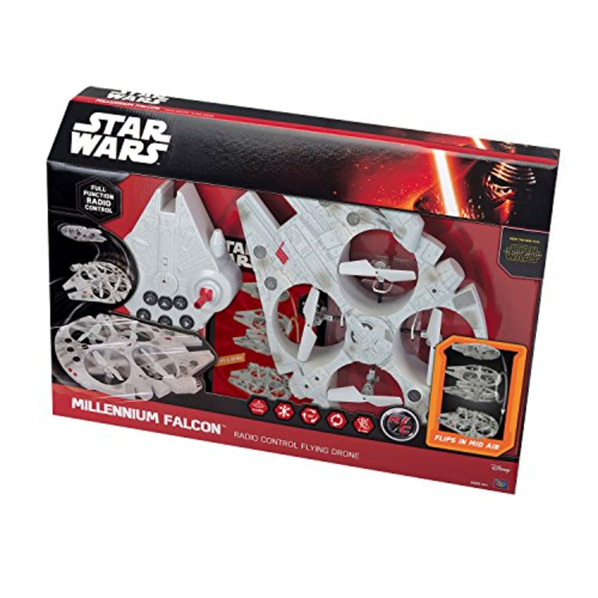 V Brand New Hasbro Star Wars Millennium Falcon F1 R/C Drone With 6-Axis Gyro Sensor - 4 Propellers - - Image 2 of 2