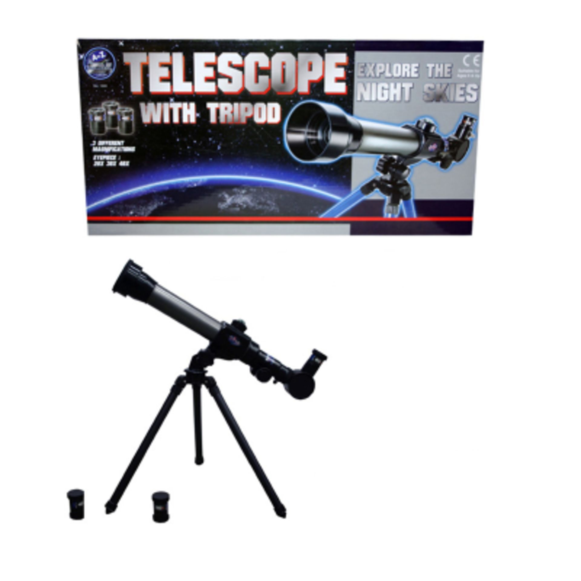 V Brand New Telescope With Tripod - Three Different Magnification Lenses