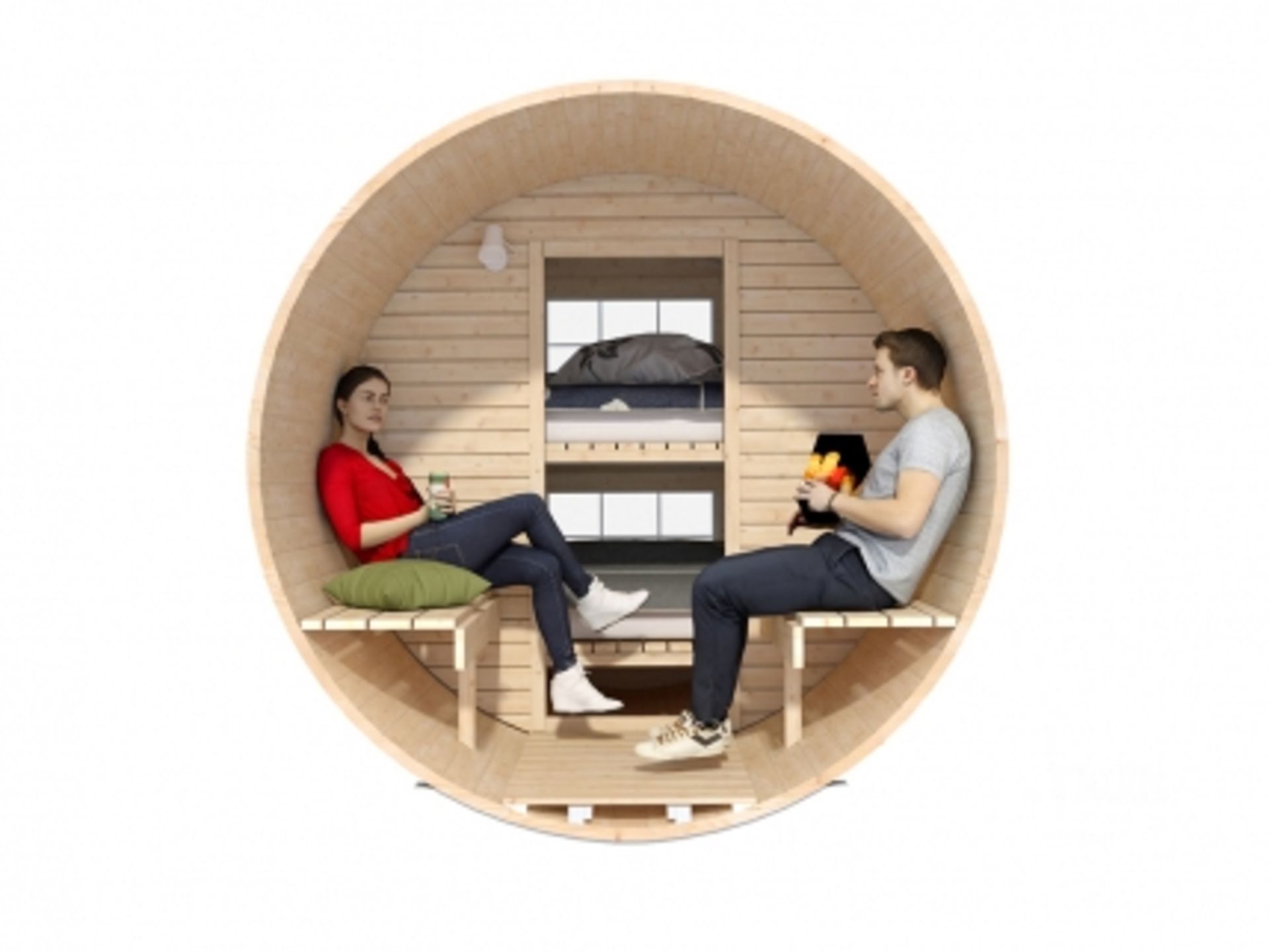 V Brand New 2.2 x 3.3m Barrel For Sleeping - Sleeping & Sitting Rooms Inside - Sleeping Room With - Bild 2 aus 4
