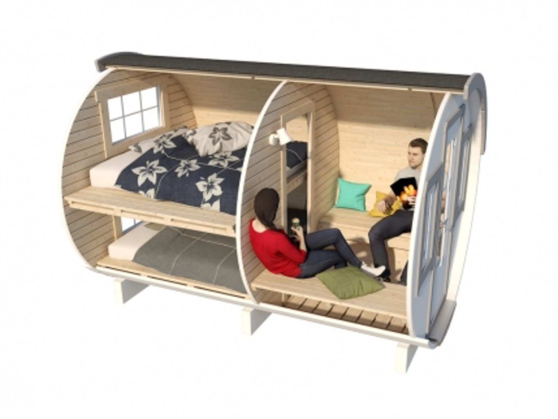 V Brand New 2.2 x 3.3m Barrel For Sleeping - Sleeping & Sitting Rooms Inside - Sleeping Room With - Bild 3 aus 4