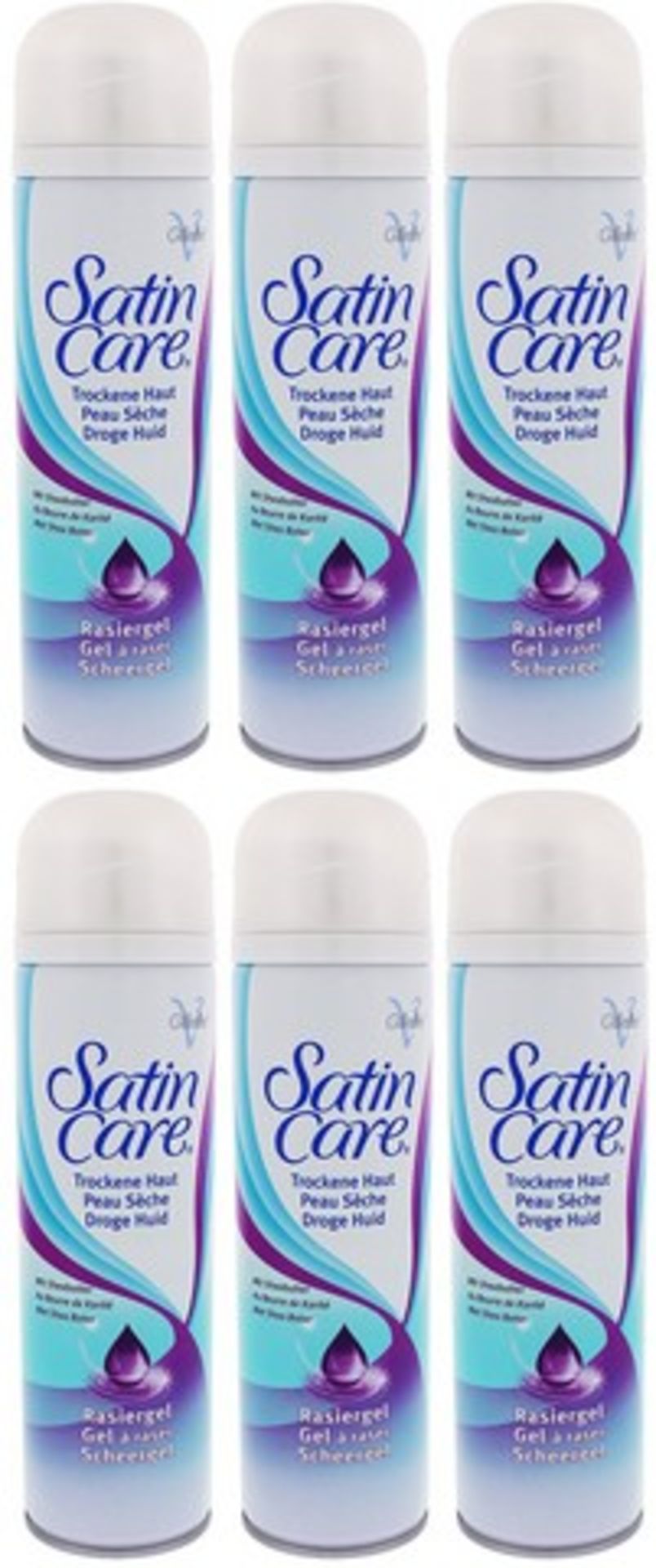 V Brand New A Lot of Six Gillette Satin Care Shaving Gel 200ml - For Dry Skin - ISP: £21.30 (