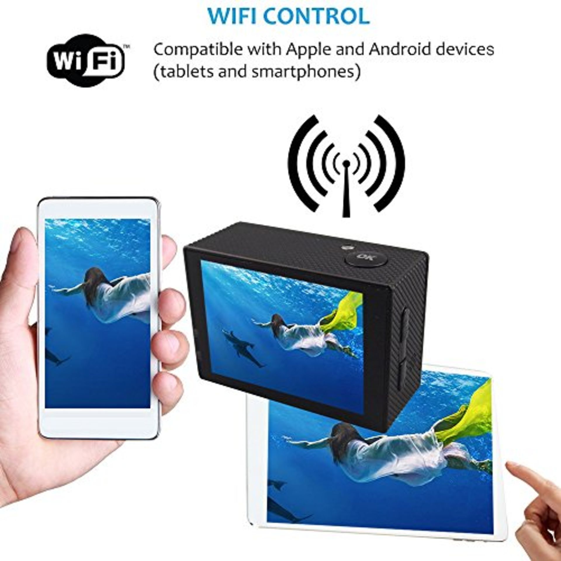 Brand New Full Ultra HD 4K Waterproof WiFi Action Camera With Audio - Box And Accessories - 30m - Image 2 of 2