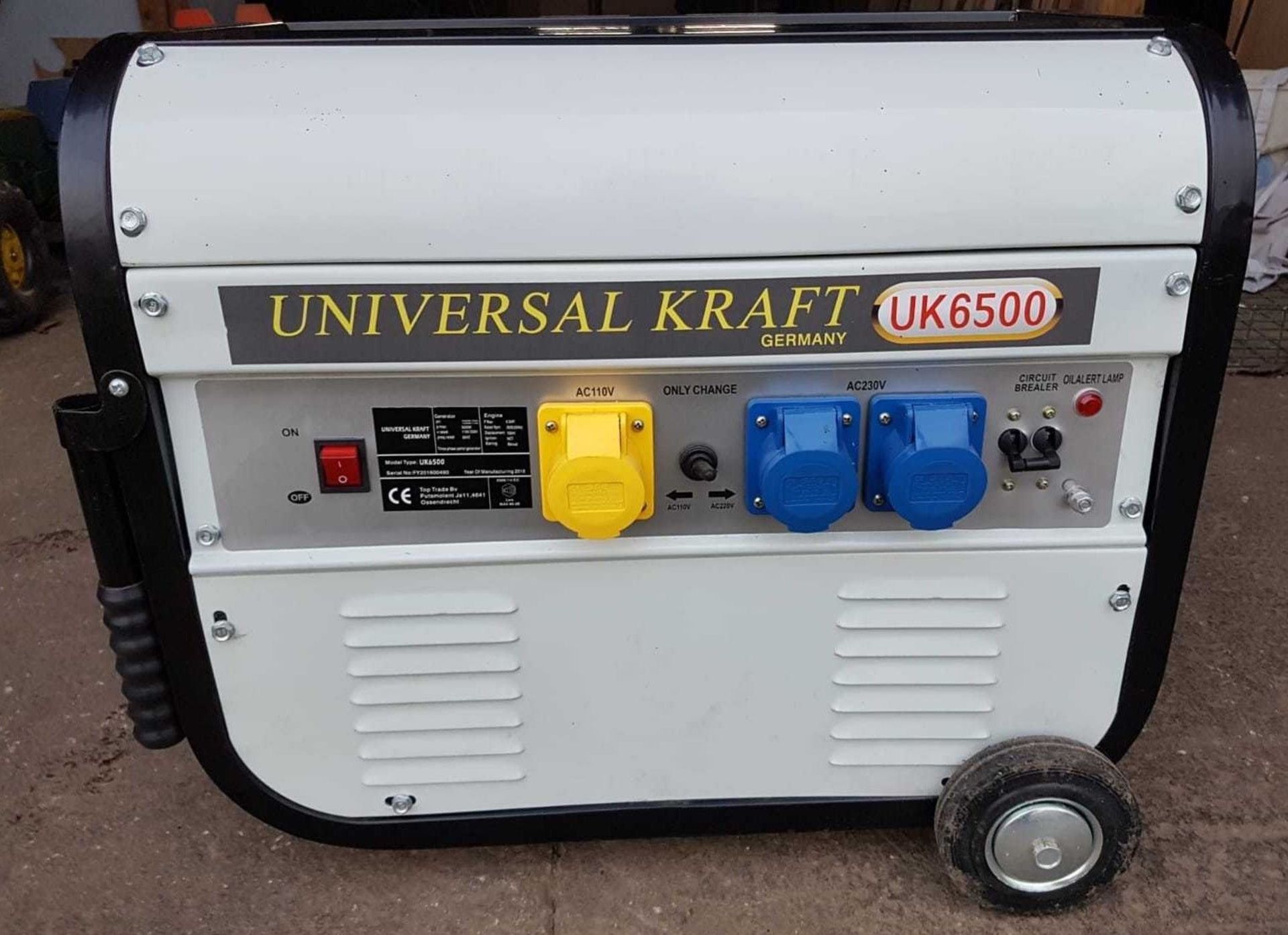 V Brand New 220v UK6500 Petrol Generator - Universal Kraft Germany - On Frame On Wheels - eBay Price