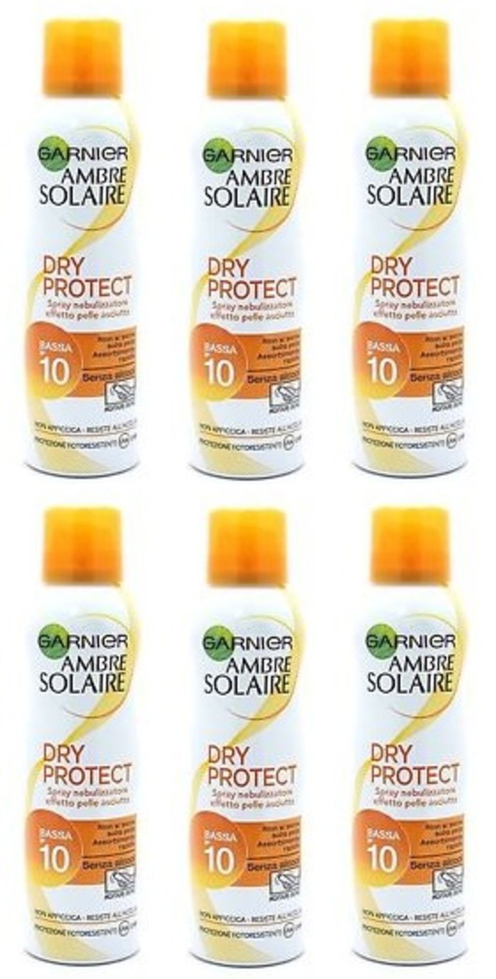 V Brand New 6 x Ambre Solaire Dry Protect Spray SPF10 200ml - Online Price £23.94