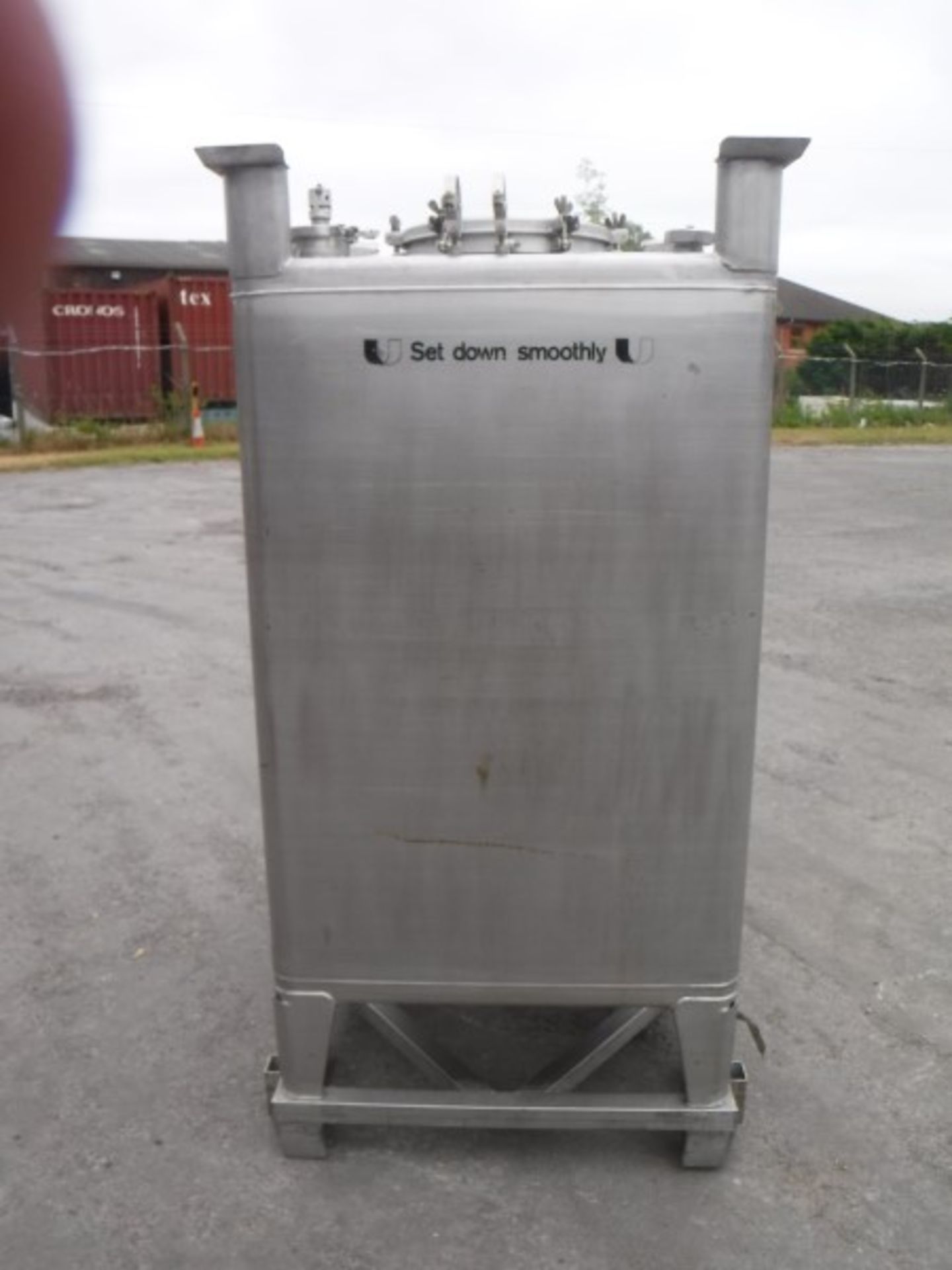 Stainless Steel 1300 litre IBC with access cover, pressure release valve, vent and 2 filling points, - Image 4 of 7