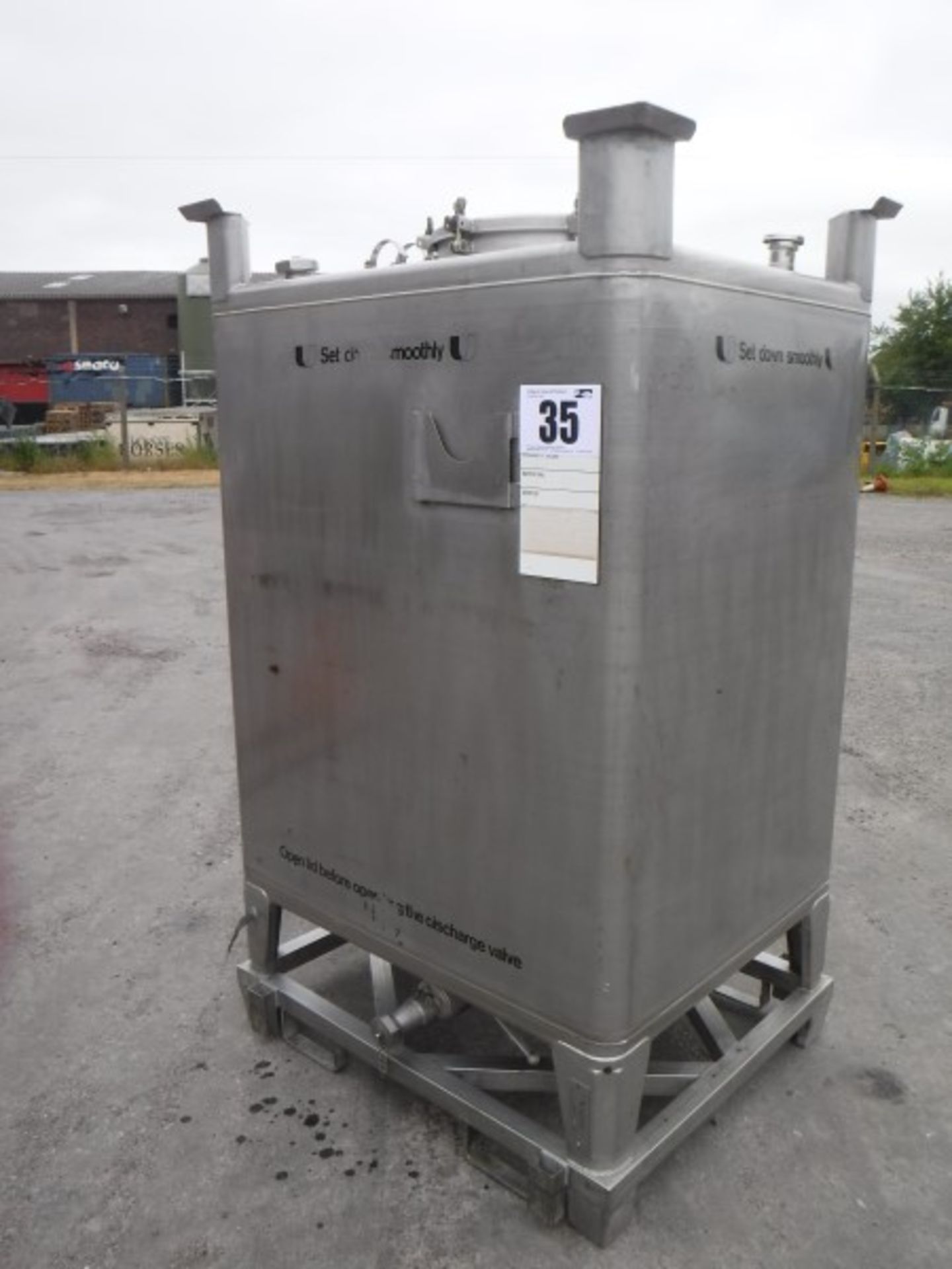 Stainless Steel 1300 litre IBC with access cover, pressure release valve, vent and 2 filling points, - Image 2 of 7