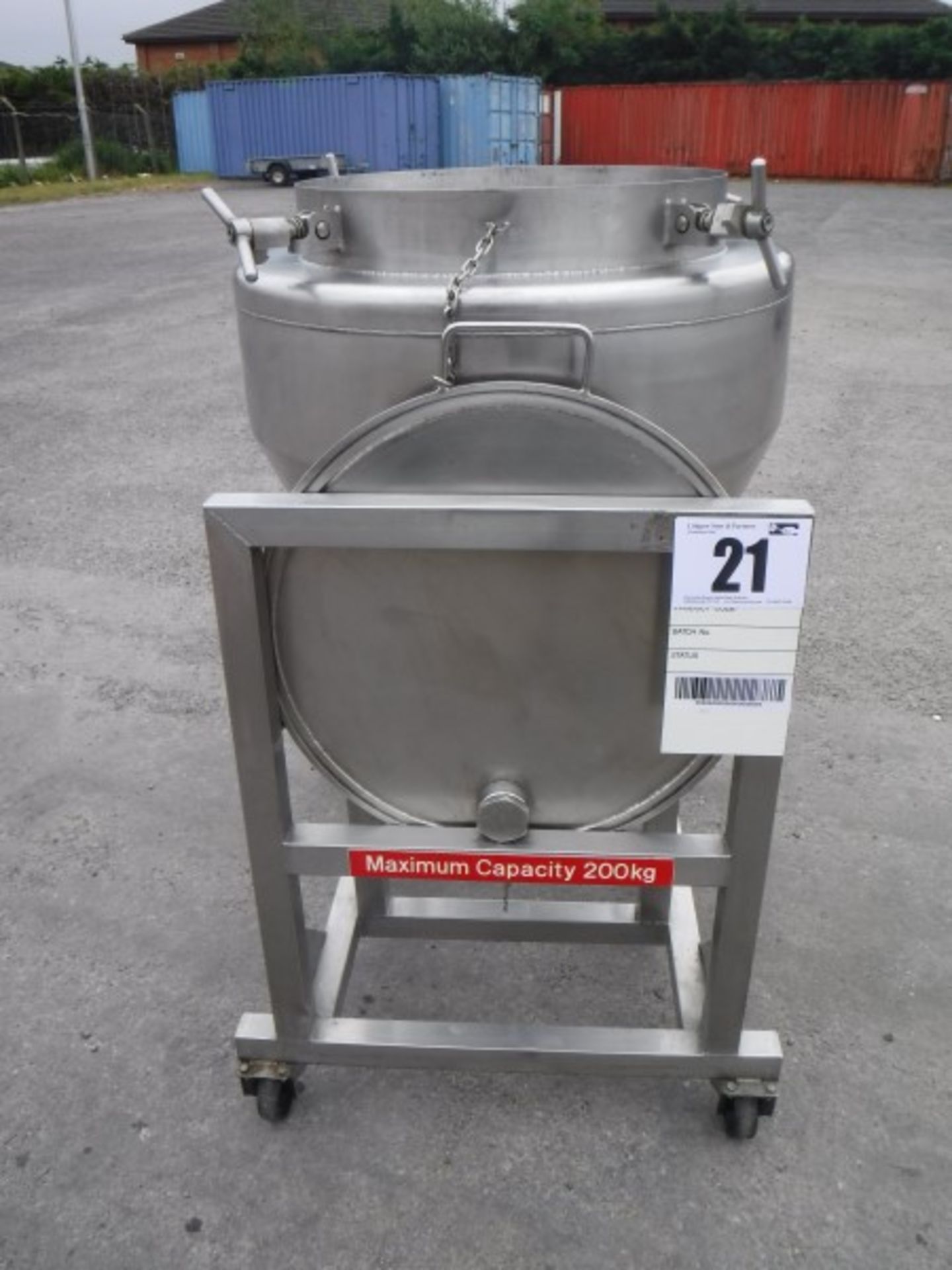 Stainless Steel 150 Litre Mobile Vessel, Outlet 1 1/2 inch RJT, Overall Height : 1400 mm, fitted - Bild 5 aus 7