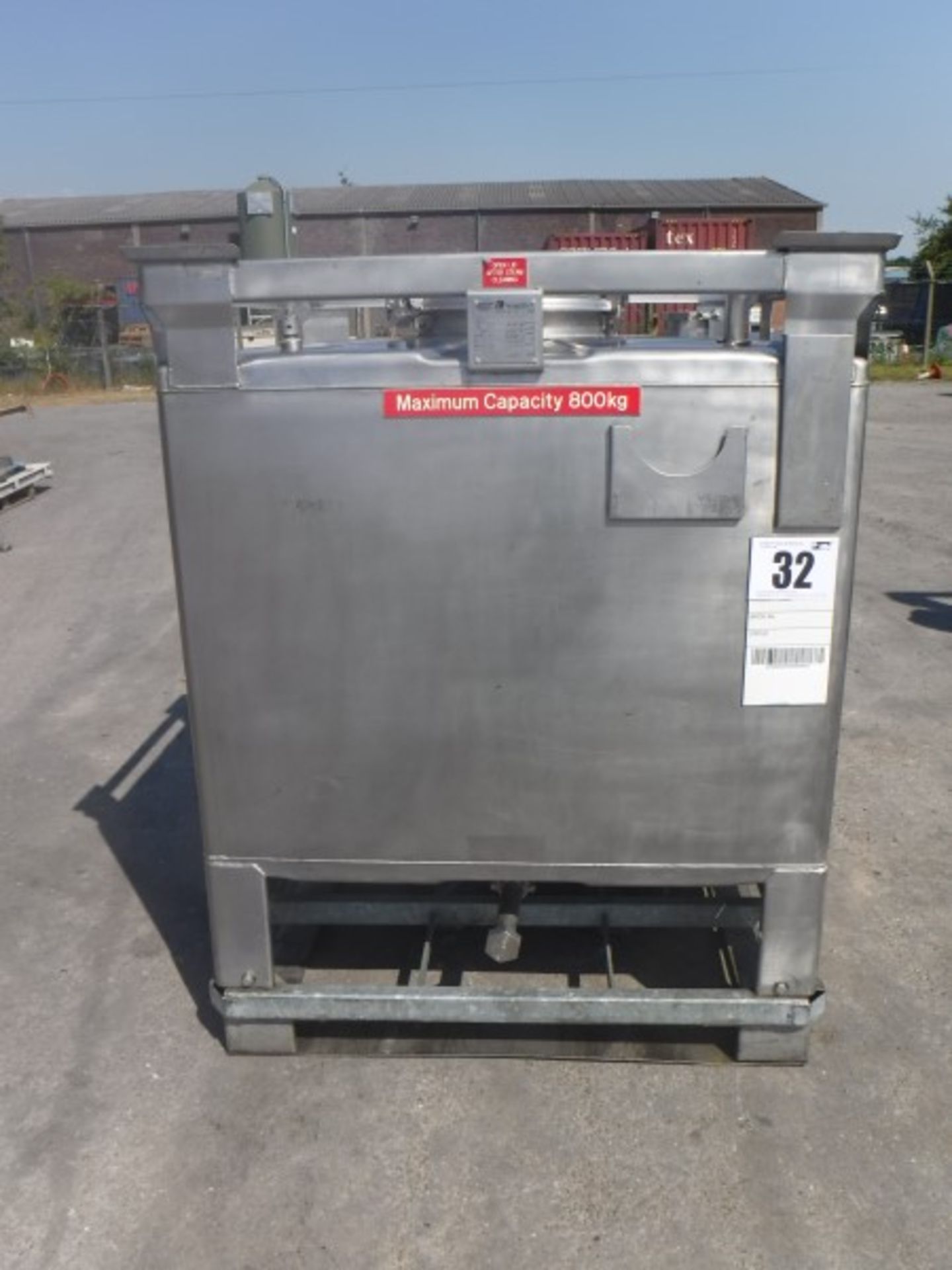 Stainless Steel IBC, 950 litres, Inspection Cover, 2 Filling Points and Pressure release Valve. 1