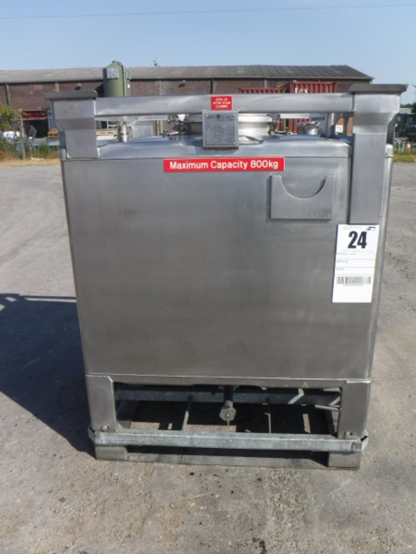 Stainless Steel IBC, 950 litres, Inspection Cover, 2 Filling Points and Pressure release Valve. 1