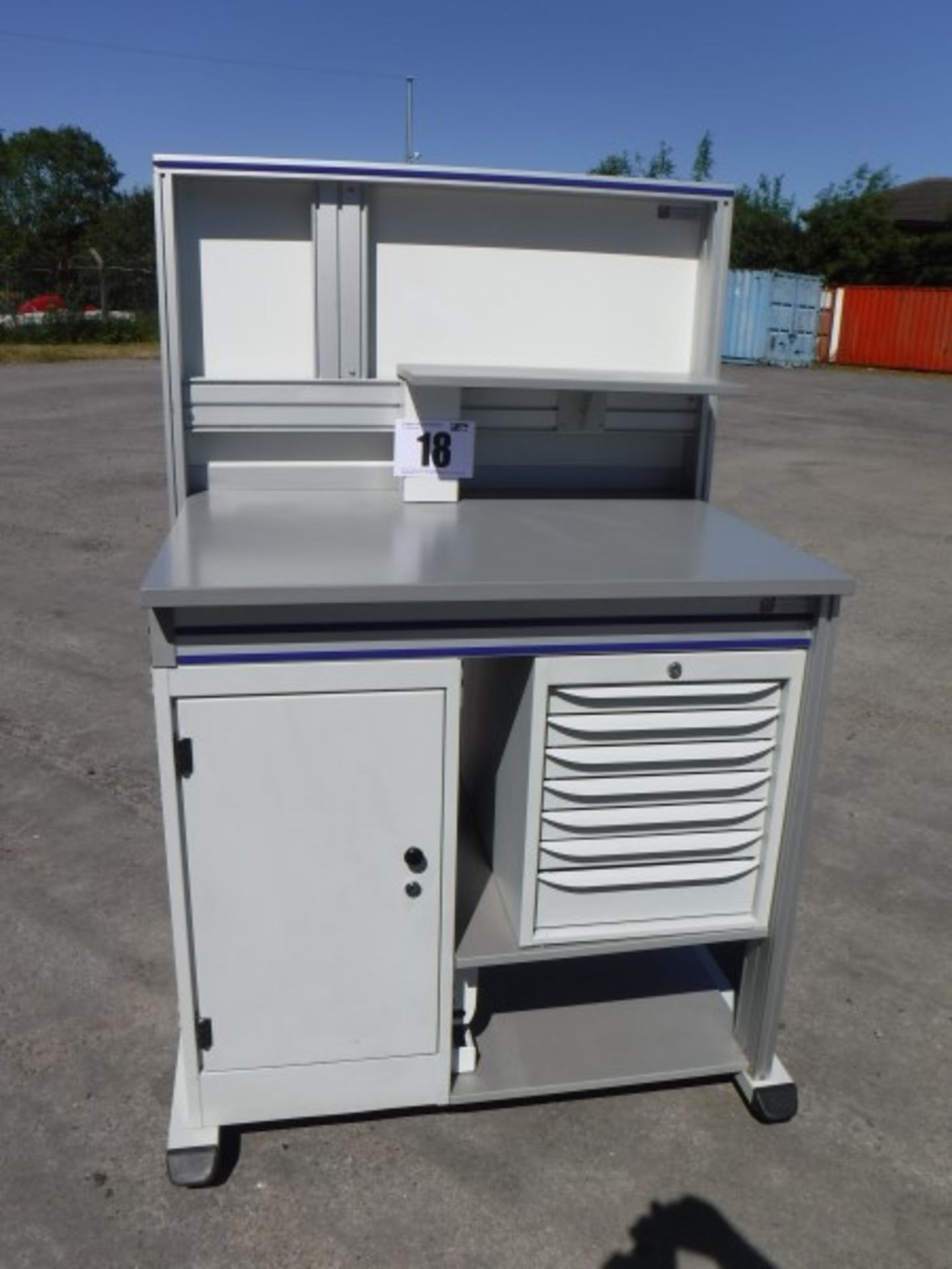 Sesa Work Station with Cupboard and Document Trays, Width: 1000mm, Depth, 750mm, Height to