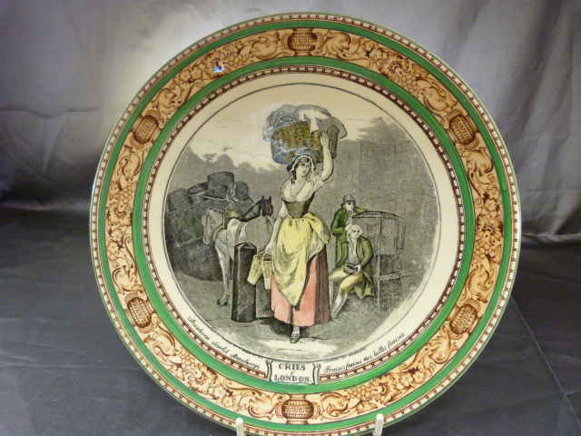 Set of 11 wall plates depicting the 'Cries of London' Some with extensive damage. - Image 16 of 21