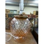 Glass Pot Bellied cranberry coloured lamp
