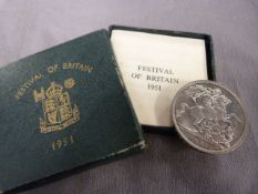 Festival of Britain 5 shilling coin in box