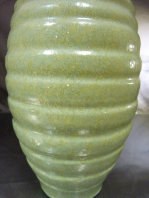 C H Brannum - Barnstaple red bodied jug. Green mottled texture to paint of banded design. Height - - Image 3 of 10