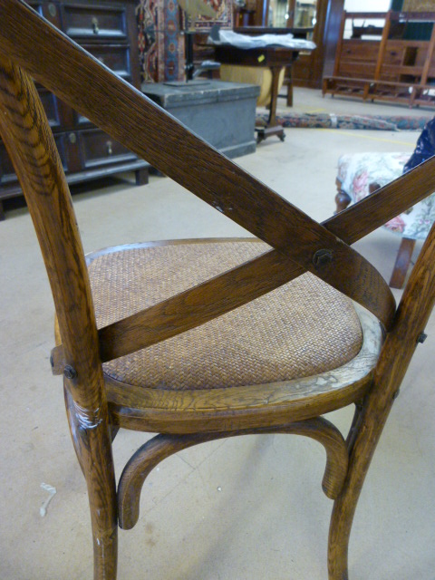 Five dining chairs with Wicker seats and cross stretcher back. - Image 4 of 6