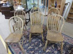 Set of six stick back Elm farmhouse style chairs