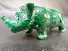 Carved Malachite Rhino