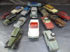 Collection of Die Cast unboxed cars - Corgi Renault Floride, Dinky Morris Minor, Teckno Mercedes