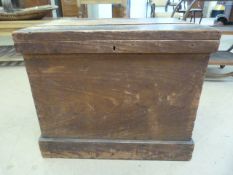 Small square antique pine trunk