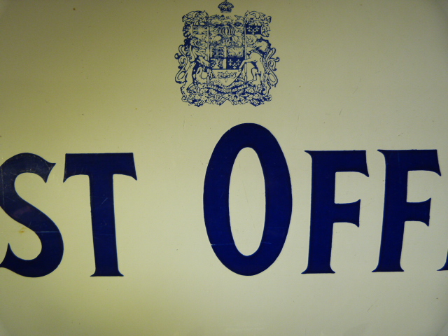 Vintage style Post Office Enamel Sign bearing Royal Coat of Arms above. - Image 7 of 10