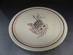 Poole England - A very pretty and subtle Poole Pottery plate decorated in black, pink and cream