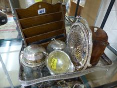 Collection of Silverplate, Tray, Two tier folding cake stand, victorian letter holder etc
