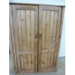 Antique pine two door cupboard converted to a wardrobe