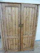 Antique pine two door cupboard converted to a wardrobe