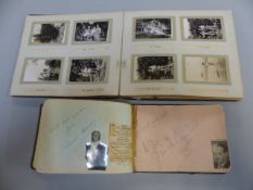 An Autograph album along with another photograph album - noted autographs are Frederick Harvey,