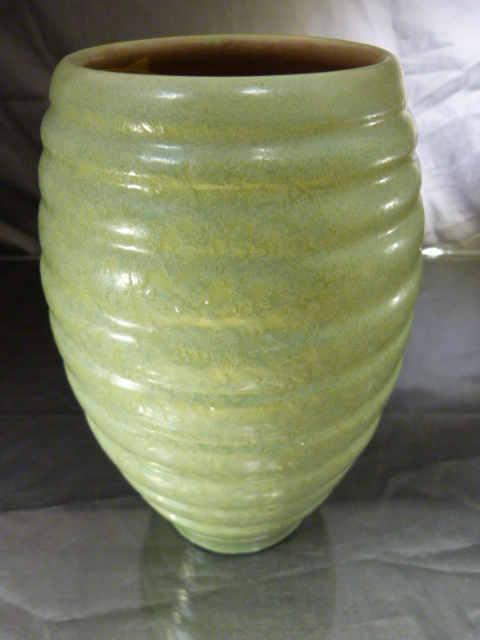 C H Brannum - Barnstaple red bodied jug. Green mottled texture to paint of banded design. Height - - Image 7 of 10