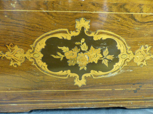 Fine Example of a Larger Victorian Bremond Musical box c1870's. Rosewood outer case is inlaid with - Image 10 of 20