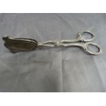 Pair of German Sugar scissors marked Feinsilber Auflage (no silver stamp) in the Art Nouveau