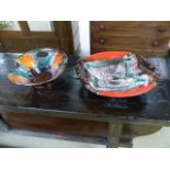 Two French studio pottery bowls by Vallauris in the Poole Pottery Delphis Manner.
