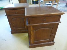 Pair of hardwood bedside cupboards