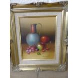J Wright - Oil of a still life on canvas.