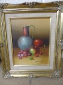 J Wright - Oil of a still life on canvas.