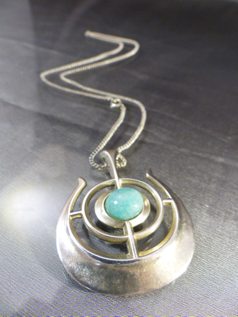 Sterling Silver Contemporary Pendant and chain designed by Bjorn Sigurd Ostern in the 1960's for