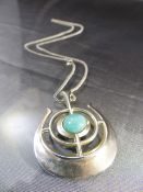 Sterling Silver Contemporary Pendant and chain designed by Bjorn Sigurd Ostern in the 1960's for