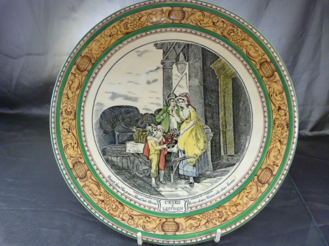 Set of 11 wall plates depicting the 'Cries of London' Some with extensive damage. - Image 13 of 21