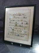 Late Georgian Rebus Letter dated 1822 Liverpool. Framed Letter is written in Copperplate calligraphy