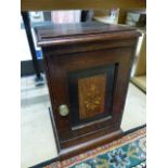Miniature Edwardian inlaid mahogany cabinet. Inlaid with floral and bird motif with mother of pearl