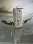 Hallmarked Silver Ingot in the form of a pocket knife. Sheffield 1977 maker I J. Total Weight approx
