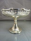 Mappin & Webb silver pedestal dish of circular form with pierced decoration, hallmarked Birmingham